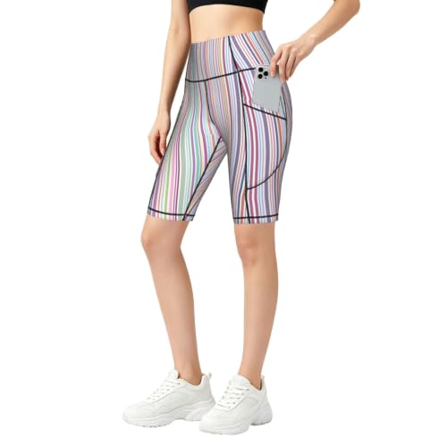 Leggings de yoga court taille haute pour femme anti-glissement avec poches mi-cuisse