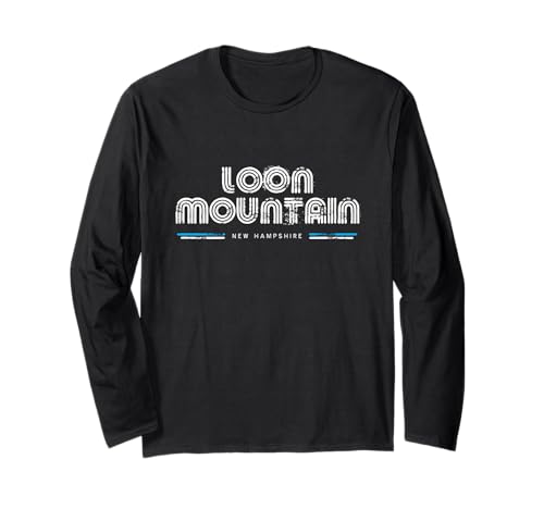 Loon Mountain New Hampshire NH 70s 80s Retro Type Graphic Long Sleeve T-Shirt