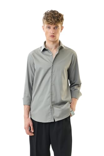 Image of SNITCH Men Formal Shirt | Slim Fit Full Sleeve Classic Collar Solid Pattern | Premium Cotton Blend & Breathable Fabric for Office