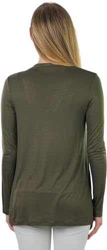 Image of ToBeInStyle Womens Open Front Long Sleeve Lightweight Asymmetrical Draped Cardigan with Side Pockets