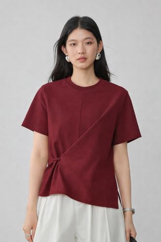 Image of Zilcon Woman Half Sleeve Round Neck Womens Tops Beach Vacation Fashion Clothes Casual Summer Spring Winter Fall Outfits Tops