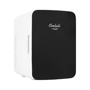 Cooluli 10L Mini Fridge for Bedroom – Car, Office Desk & College Dorm Room – 12v Portable Cooler & Warmer for Food, Drinks, Skincare, Beauty & Makeup – AC/DC Small Refrigerator with Glass Front, Black