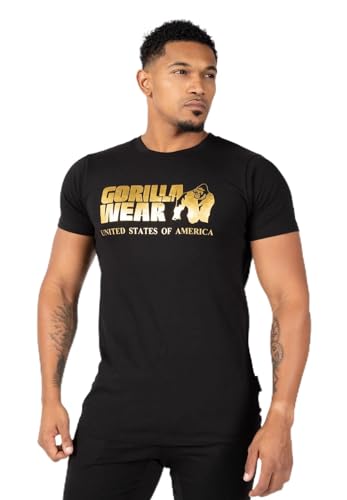 T-Shirt GORILLA WEAR Homme Noir et Or en Taille 4XL pour Musculation