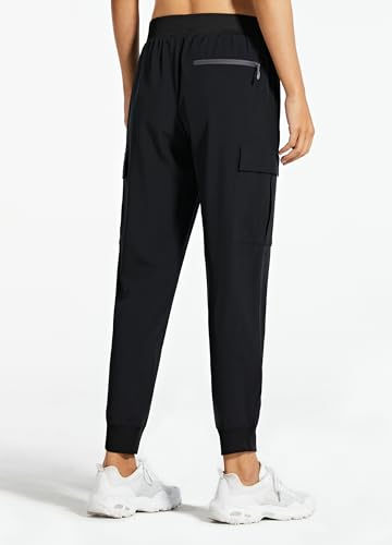 Libin Damen Cargohose Jogginghose Leichter Trekkinghose Wanderhose Schnelltrocken Wasserdicht Outdoorhose Sportlich Freizeit Reise, Schwarz, M