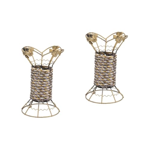 Cabilock 2piezas Rattan Woven Flower Basket Decorativo Jarrón De Hierro para Escritorio Estilo Rústico Color Aleatorio