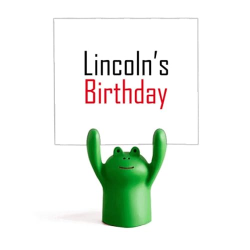 Support pour mémo d'anniversaire Lincoln grenouille en bois pour bureau