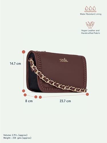 Image of ZOUK Small Shoulder Bag Bag for Women | Stylish Vegan Leather Shoulder Bag with Gold Chain Handle | Water-Resistant | Chic & Handcrafted Purse |