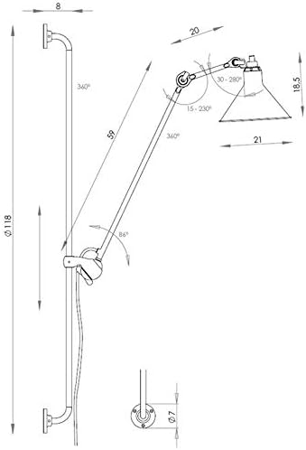 Miniatura 6 de Lámpara de pared con brazo oscilante industrial vintage, ajustable, negro, lámpara de pared montada en la pared, lámpara de lectura para interior