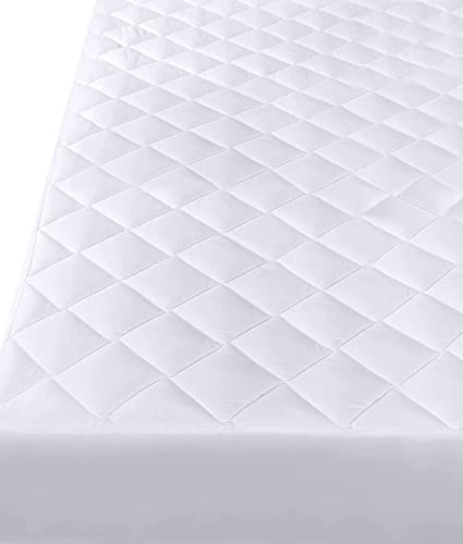 Utopia-Bedding-Quilted-Fitted-Mattress-Pad-Double-135x190-cm-Mattress-Cover-Mattress-Topper-Mattress-Protector-Stretches-up-to-38-CM-Deep-Not-Waterproof-White