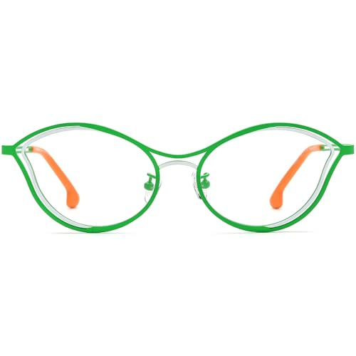 Image of FONEX Colorful Pure Titanium Glasses Frame Women Retro Round Eyeglasses