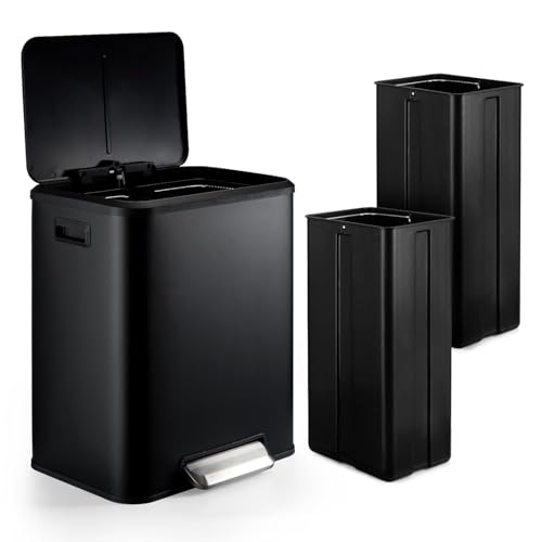 Caneca de basura rectangular 30 litros con tapa soft-close
