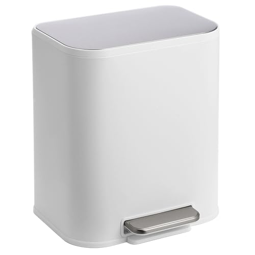 Caneca rectangular de cocina 5 galones blanca con pedal