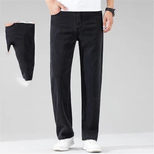 Men's Black Jeans Loose Straight Soft Denim Pants Elastic Wide-Leg Trousers4