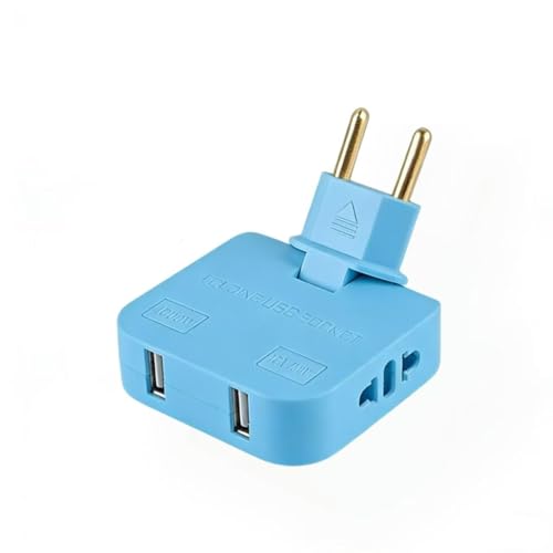 Image of 3-in-1 Foldable 180 Rotating Plug Converter Universal EU Adapter Rated Voltage Folding EU Plug Adapter with 2 USB Ports Universal Rotatable Socket Splitter Wall Tap with USB Travel Adapter