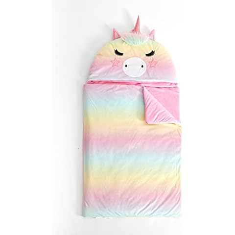 Heritage Kids Figural Unicorn Soft Plush Hooded Sleeping Bag,30”W x 54”L Cover
