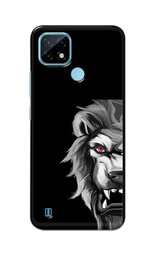 Image of PRINTFIDAA Printed Hard Back Cover Case for Realme C21 Back Cover (Angry Lion) -112