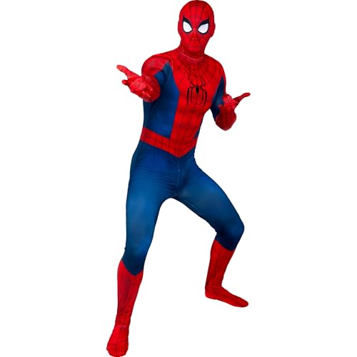 MARVEL Spider-Man Official Adult Men Zentai Halloween Costume - Deluxe Two-Way Stretch Spandex with...