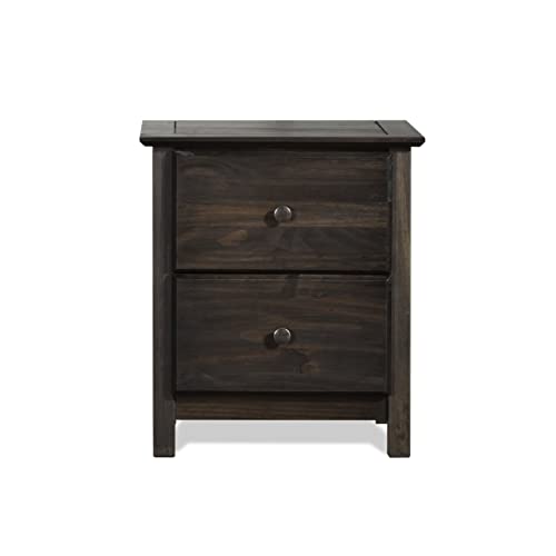 Image of Grain Wood Furniture Shaker 2-Drawer Bedside Nightstand, Solid Wood with Expresso Finish