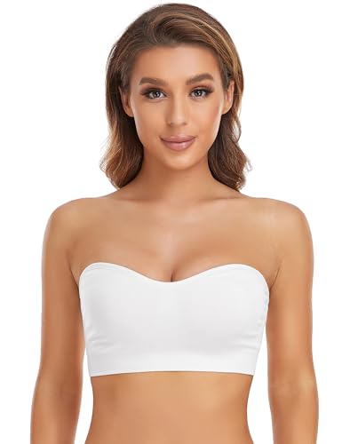 Image of Lusait Strapless Bra for Women Non-Slip Silicone Padded Bandeau Bra Wireless Tube Top Bralette