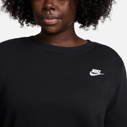 Nike Sportswear Club Fleece Women's Crew-Neck Sweatshirt (Plus Size), Size 2X Black/White4