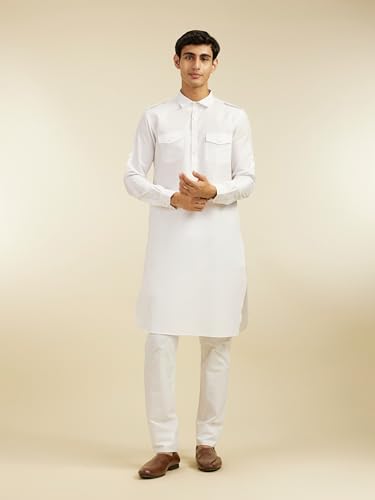 Image of DIWAS BY MANYAVAR Men's Art Silk Solid Pathani Kurta (1pc)
