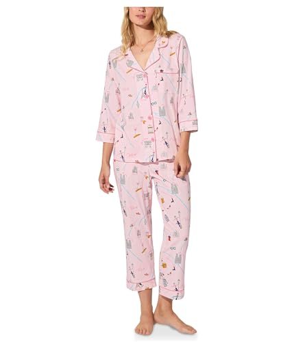 BedHead Pajamas Women's 3/4 Sleeve Classic Stretch Jersey Cropped Pj Set