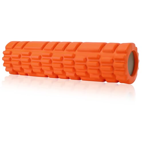 Rouleau de Massage, Foam Roller pour Soulager les Tensions Musculaires et la Pression dans le Dos, la Colonne VertéBrale et Les Jambes. Revitalisez Votre Corps 30×8cm (Orange)