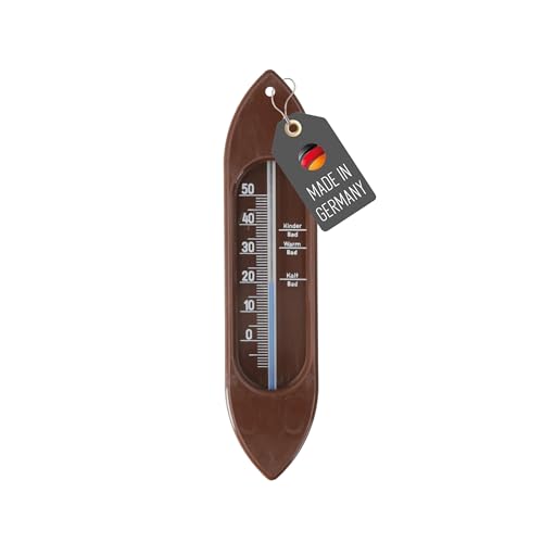 Lantelme Badethermometer Schiff Farbe Braun Temperaturanzeige mit Richtangaben | Deutsche Herstellung | Analog Bade Thermometer Wassertemperaturanzeige in Badewanne Badewasser (Braun)
