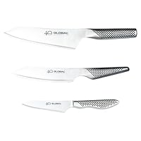 Global Knives 3 Piece Knife Set, 40th Anniversary Limited Edition Kitchen Knives Set, 2X Oriental Chefs Knives & Kiritsuke Knife, Premium Japanese Stainless Steel Blades, Made in Japan