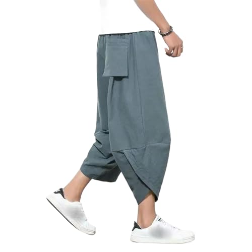 Pantalon homme lin haut de gamme avec broderie fine grue coupe harlan vintage chic