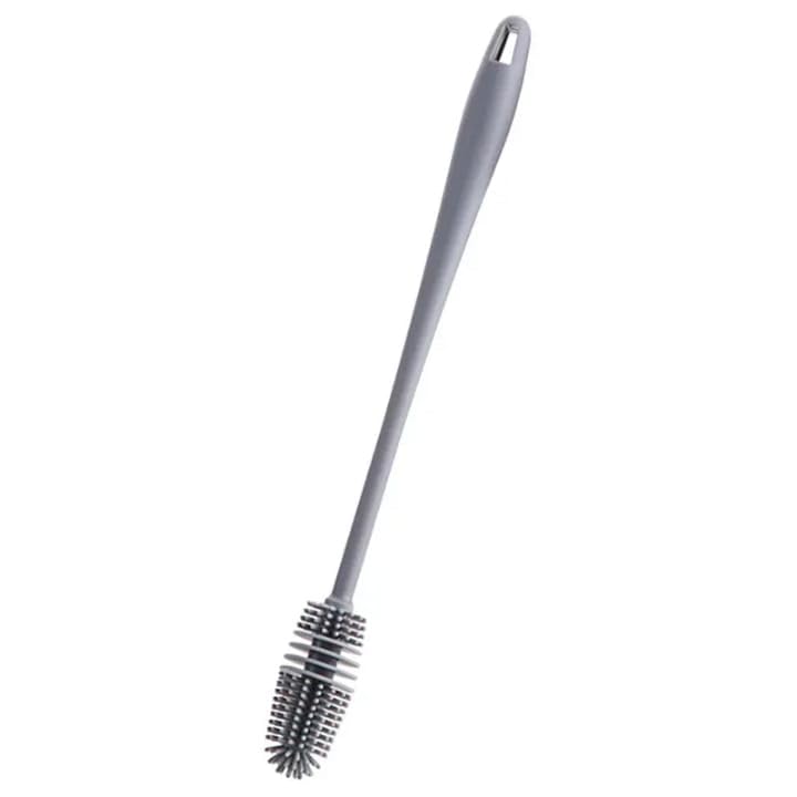 Premify Silicon Bottle Cleaning Brush with Long Handle Cleaner Brush for Flasks Vacuum Sports Bottles Vases Glassware & Long Narrow Plastic Bottles Durable Grey Cleaning Brush
