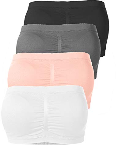 OLLIE ARNES Padded Bandeau Wirefree Bra Strapless Removable Pad Stretchy Tube Top BLK_CHA_COR_WHT One Size fits S to L