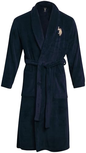 U.S. Polo Assn. Mens Bathrobe - Super Soft Plush Fleece Robe - Cozy Spa Lounge Robe for Men with Shawl Collar (Sizes: S-XL)3