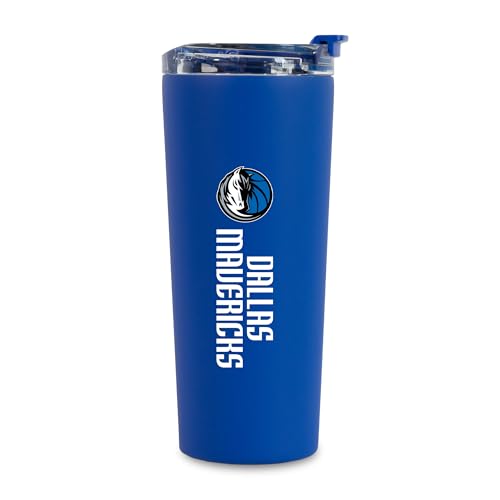 Image of Rico Industries NBA Basketball Dallas Mavericks Royal Blue 24oz Stainless Steel Tumbler with Lid and Dual Functioning Lid