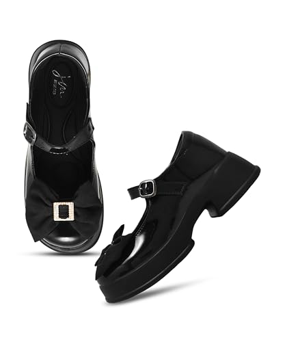 Image of JM LOOKS Women Platform Mary Jane Shoes with Chunky Sole and Bow Accent