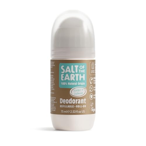Salt Of the Earth Natürliches Deodorant Roll-On von Salt of the Earth, Ingwer & Jasmin – Nachfüllbar, vegan, Leaping Bunny-zertifiziert, hergestellt in Großbritannien – 75ml