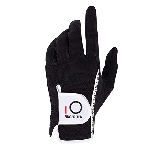 LOVMEAD Golfhandschuhe Herren für Linke Hand 1 Stück, Allwetter Mikrofaser Rain Grip Golf Handschuh Rechtshänder Schwarz Weicher Komfort Passform Größe ML(Schwarz-1 Stück, ML) Cover