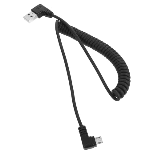 ARTSEWPLY スプリング内蔵マイクロケーブル 伸縮自在 高速充電同期対応 右角プラグ設計 車載スマホ タブレット対応 コイル状耐久-充電コード