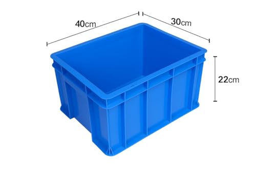 Image of Plastic Size 40x30x22 CM, Heavy-Duty Plastic Storage Crate - Heavy Duty Blue Portable Pack of 1 PCS | Crates for storage