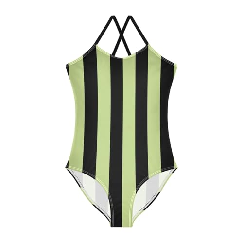 GuoChe Striped Green Black Swimsuits for Girls 1-Piecing Toddler Bathing Suit Girl Toddler Swim Suits for