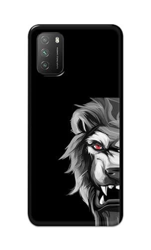 Image of PRINTFIDAA Printed Hard Back Cover Case for Mi Poco M3 Back Cover (Angry Lion) -112