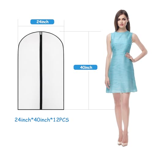 40" Garment Bags 6 Packs Suit Bags for Closet Storage, Plastic Waterproof Suit Cover Bags with Zipper Clear Garment Bags for Coats, Jackets, Shirts, Dress2
