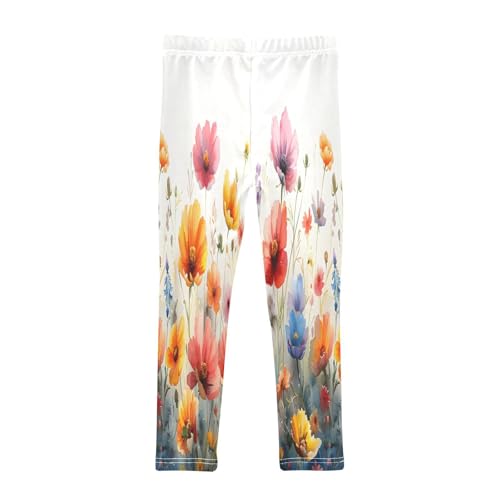 Bolaz Toddler Girls Leggings Printed Yoga Pants Leggings Watercolor Spring Flower for Kids2