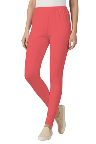 Image of Women's Cotton Lycra Ankle Length Leggings | Regular Rise, Soft 4 Way Stretch Fabric | Casual & Ethnic Wear