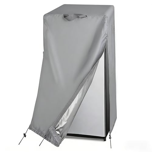 Image of Refrigerator Cover for Most 3.0 Cu Ft Freezer, Waterproof & Dustproof Fridge Cover for Protecting Upright Freezers /Beverage Refrigerator-Grey (23 inchW x 23 inchD x 34 inchH)