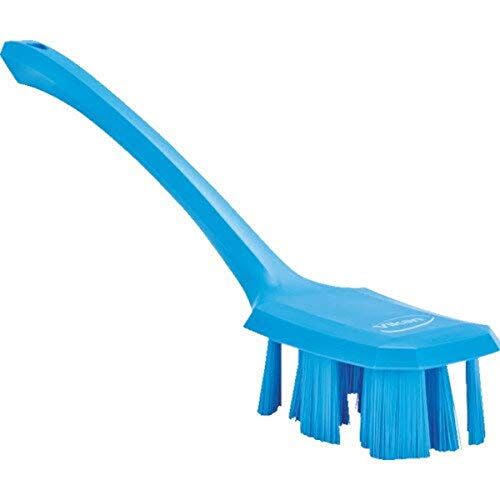 Vikan 41963 UST Long Handle Scrubbing Brush, Stiff, Blue