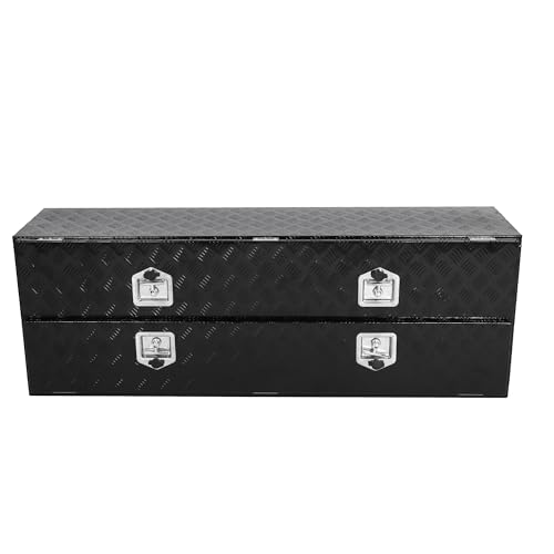 Minseter 60 Inch Black Aluminum Tool Box with Double Layer, Side Mount Tool Storage and Organizer for Truck Bed