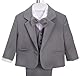 Lito Angels Baby Anzug Jungen Hochzeit, 5 Teiliges Set (Sakko, Weste, Hemd, Hose & Krawatte), Kohlengrau, Größe 9 Monate 74, 057 (Tag-Nummer 9M)