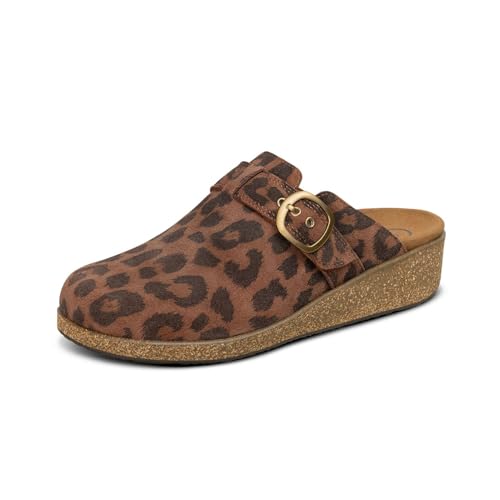 Orthofeet Women's Orthopedic Leather Casey Clogs for Plantar Fasciitis Relief