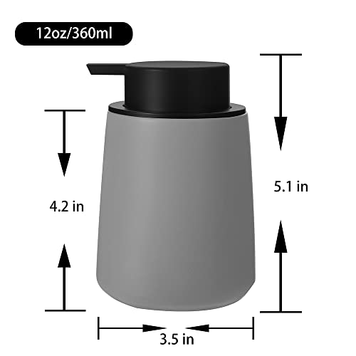 Image of Foaming Hand Soap Dispenser Ceramic, Foam Dish Soap Dispenser for Bathroom and Kitchen Sink, Liquid Pump Bottle for Shampoo, Body Wash, Grey, 2 Pack